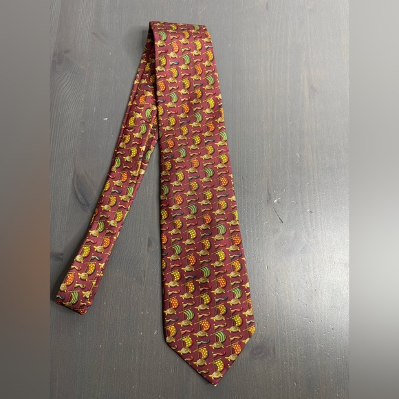 Salvatore Ferragamo Red Multicolored Turtle Print Silk Tie - Picture 6 of 6